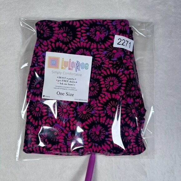LuLaRoe Black Pink Purple Hippie Tye Dye Raver Trance Club Leggings One Size OS - Picture 5 of 6